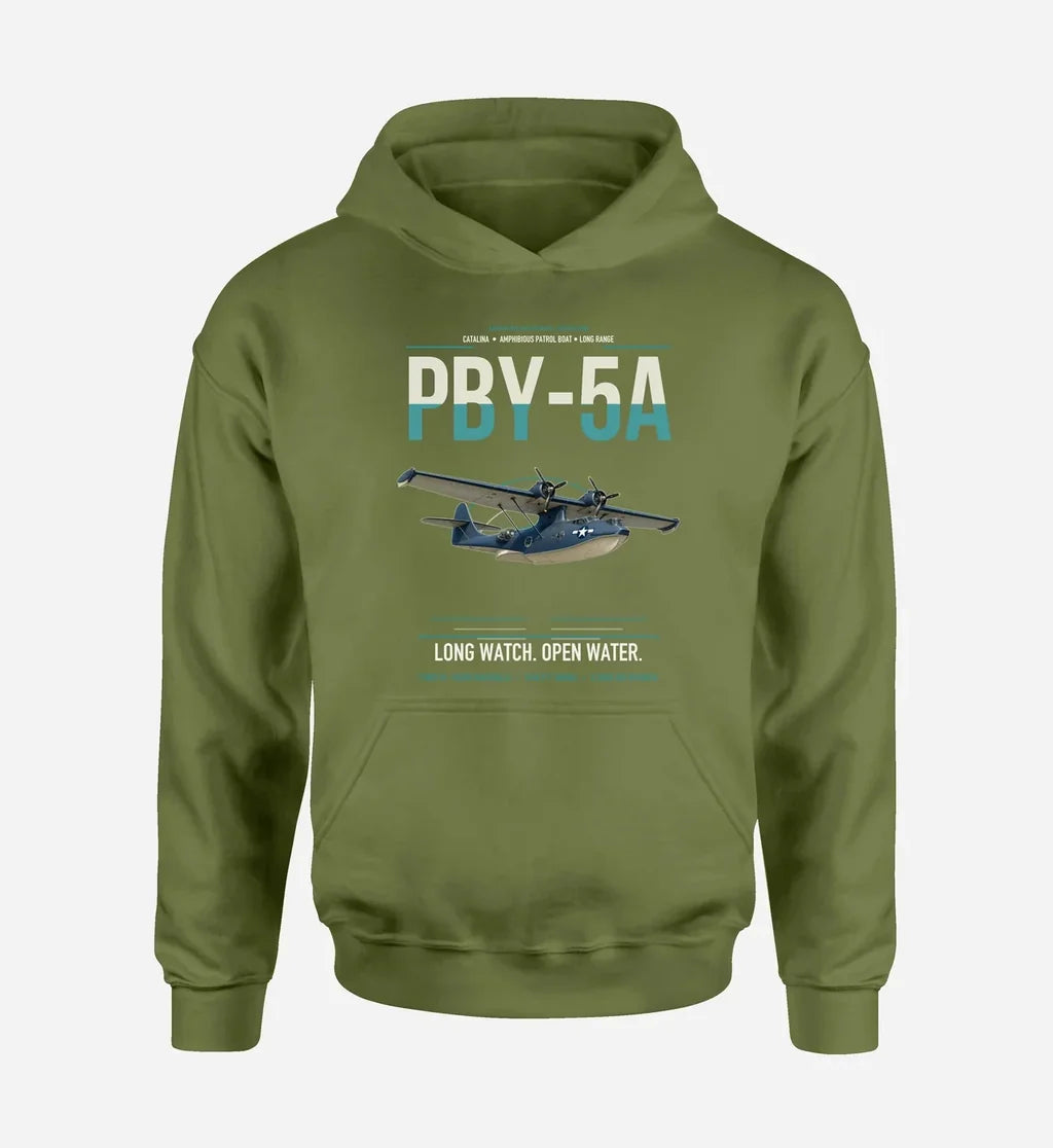 PBY-5A Catalina design on green army double-side hoodie, single-side print