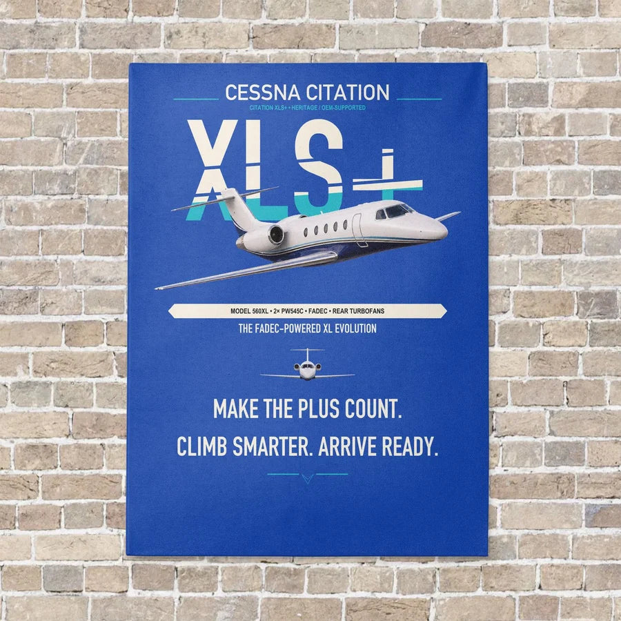 Cessna Citation XLSPlus vertical canvas print - no frame - blue background