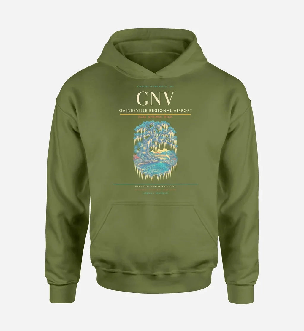 Gainesville Regional Airport (GNV) design on green army hoodie single-side print