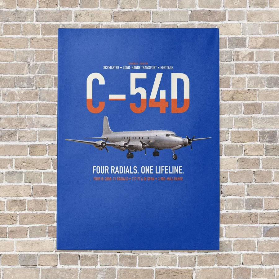 C-54D Skymaster vertical canvas print - no frame - blue background