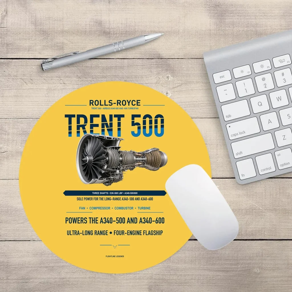 TRENT 500 design on yellow round mouse pad