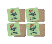 Thumbnail for How Planes Fly V2 design on light green 4 pieces set coaster