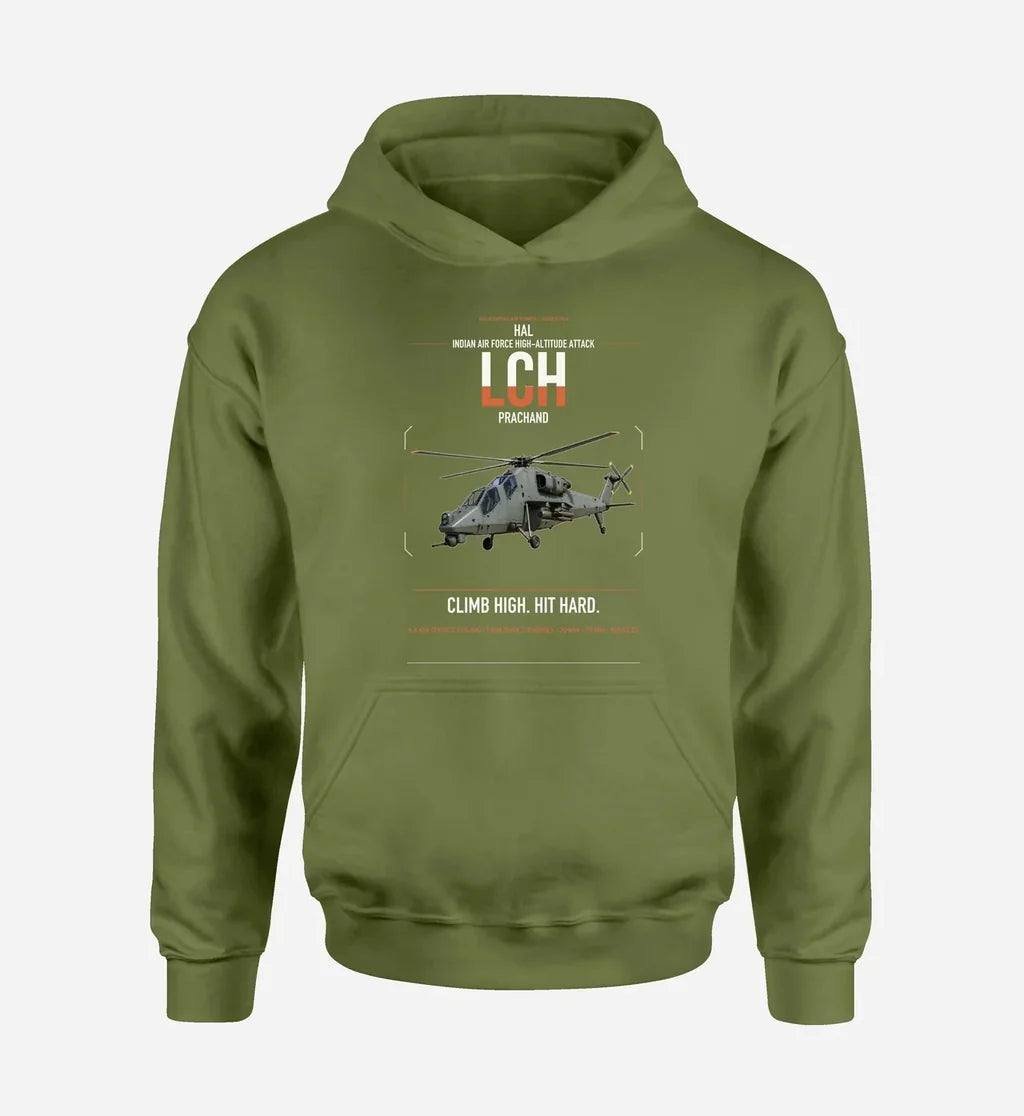 HAL LCH Prachand design on green army double-side hoodie, single-side print