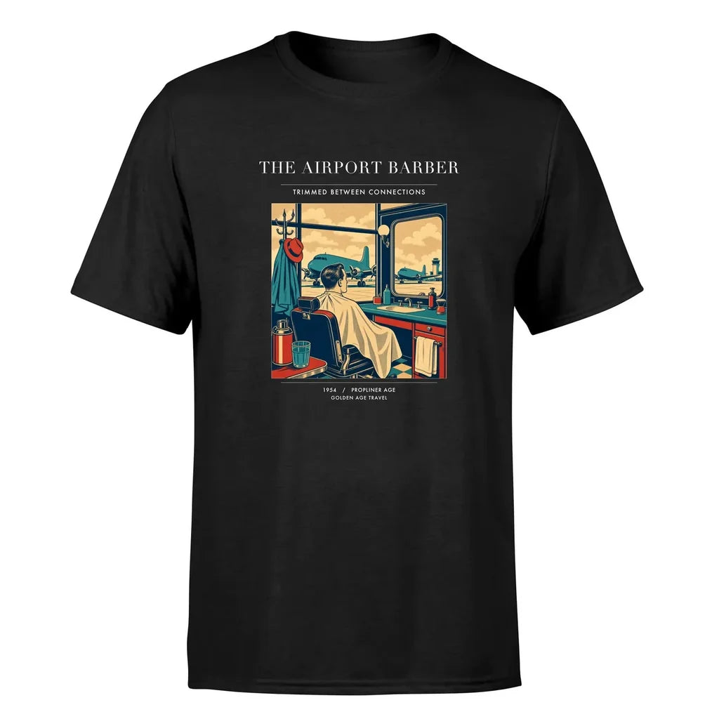 VINTAGE G4377 - The Airport Barber - Premium T-Shirt design on black premium t shirt
