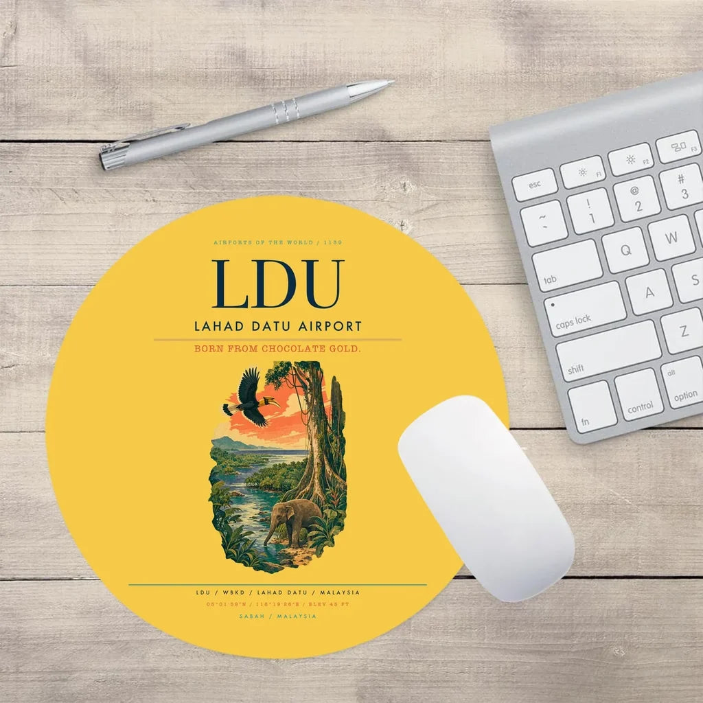 Lahad Datu Airport (LDU) design on yellow round mouse pad
