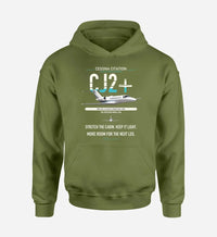 Thumbnail for Cessna Citation CJ2+ design on green army double-side hoodie, single-side print