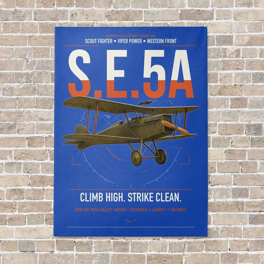 Royal Aircraft Factory S.E.5a vertical canvas print - no frame - blue background