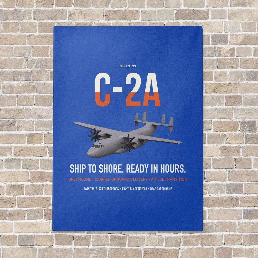 C-2A Greyhound vertical canvas print - no frame - blue background