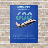 Thumbnail for Bombardier Challenger 600 vertical canvas print - no frame - blue background