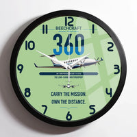 Thumbnail for Beechcraft King Air 360 design on light green framed wall clock