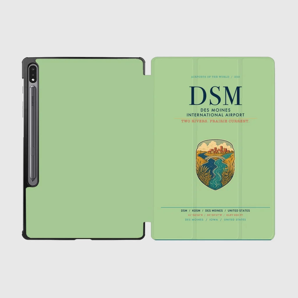 Des Moines International Airport (DSM) design on light green samsung tablet tablet case
