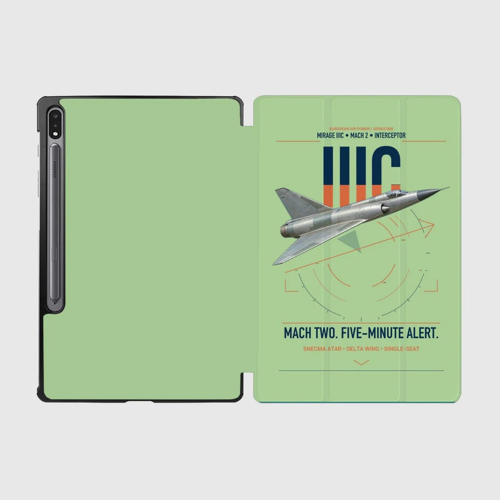 Dassault Mirage IIIC design on light green samsung tablet tablet case