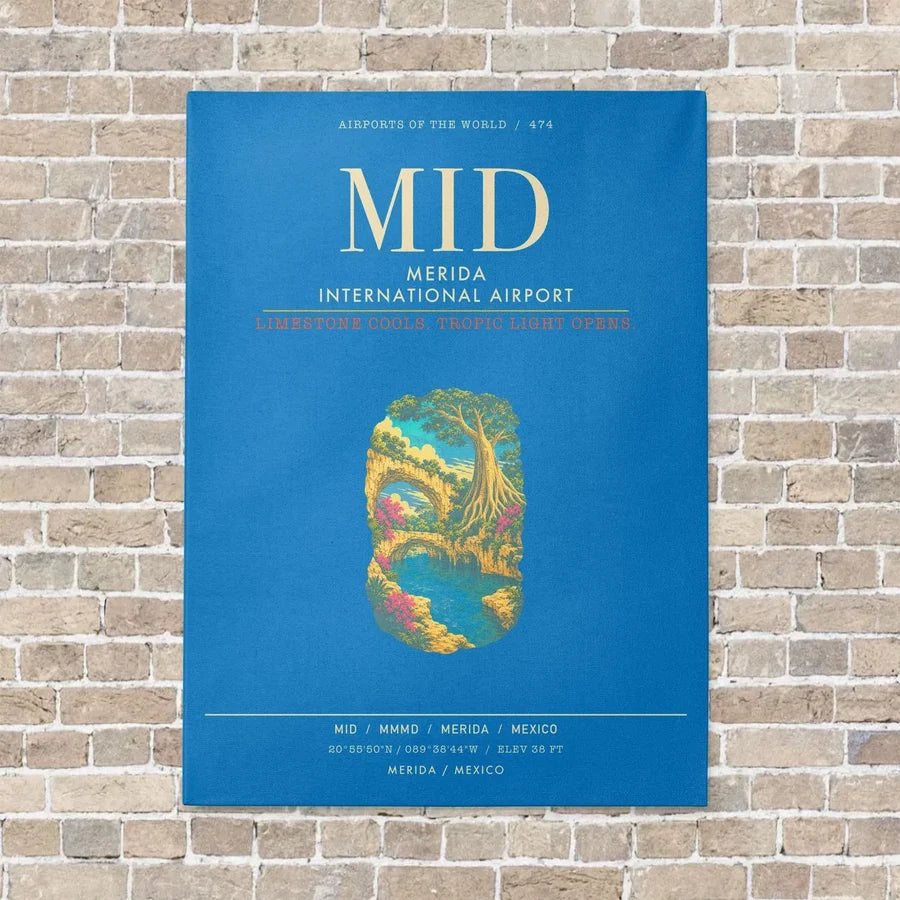 Merida International Airport MID - Canvas Framed - Turquoise