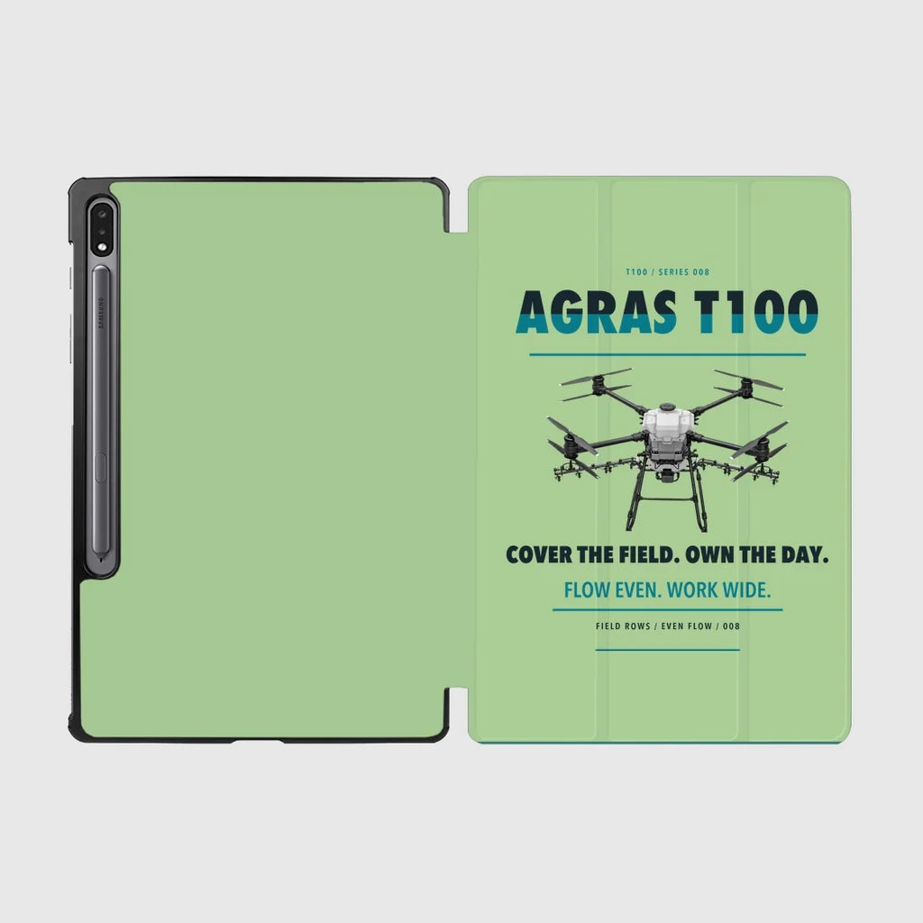 DJI Agras T100 design on light green samsung tablet tablet case