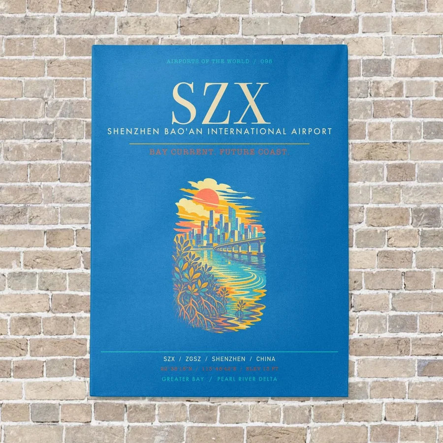 Shenzhen Bao'an International Airport SZX - Canvas Framed - Turquoise