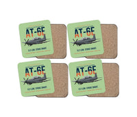 Thumbnail for AT-6E Wolverine Light Attack design on light green 4 pieces set coaster