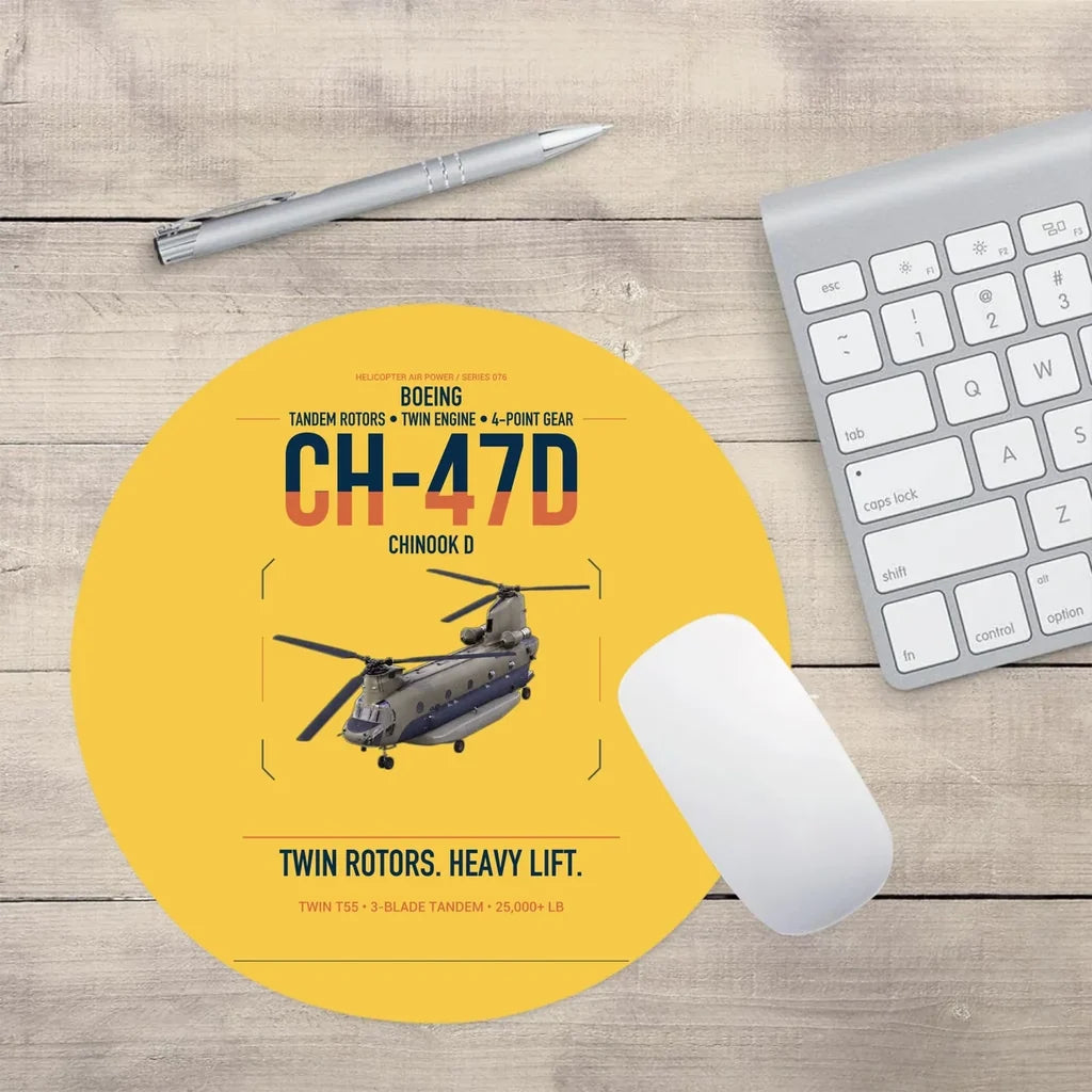 Boeing CH-47D design on yellow round mouse pad
