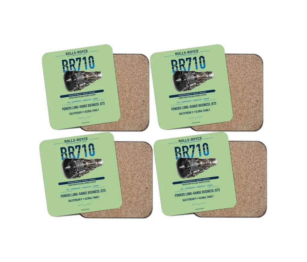 BR710 design on light green 4 pieces set coaster