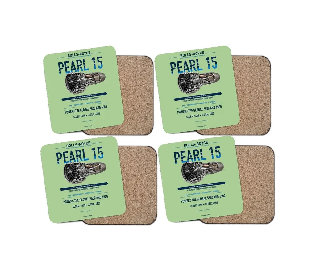 PEARL 15 design on light green 4 pieces set coaster