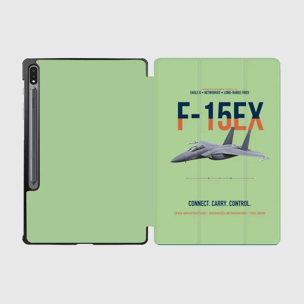F-15EX Eagle II Connect Carry Control design on light green samsung tablet tablet case