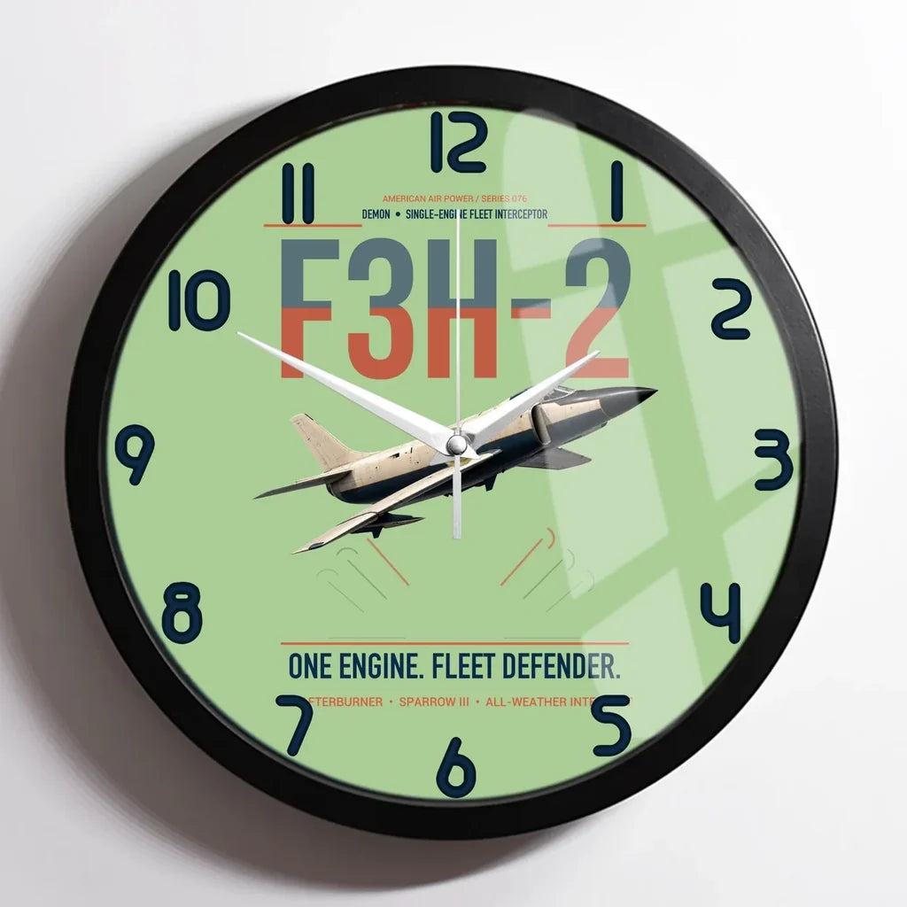 F3H-2 Demon design on light green framed wall clock