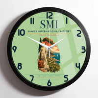 Thumbnail for Samos International Airport (SMI) design on light green framed wall clock