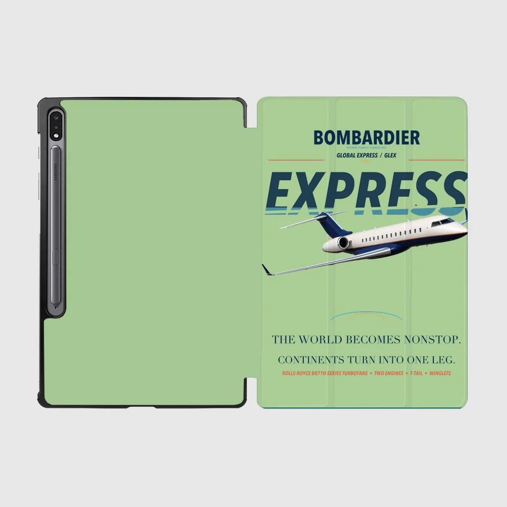 Bombardier Global Express design on light green samsung tablet tablet case
