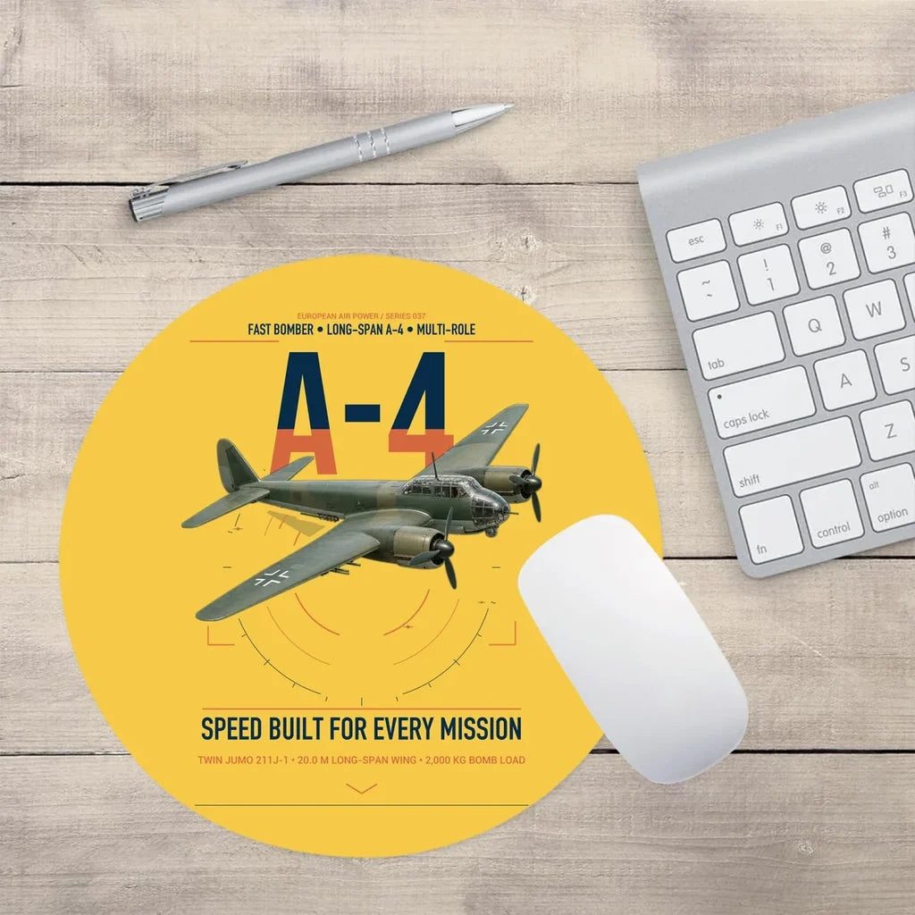 Junkers Ju 88A-4 design on yellow round mouse pad