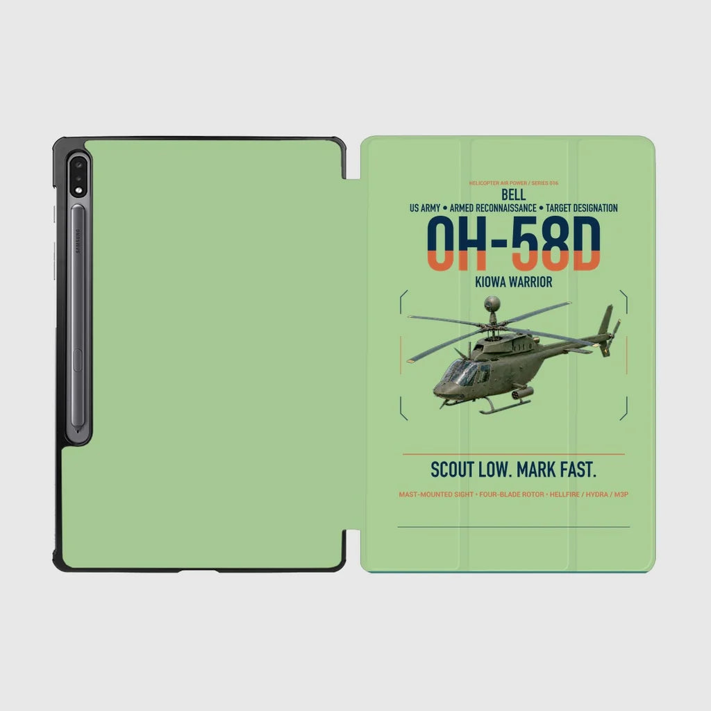 Bell OH-58D Kiowa Warrior design on light green samsung tablet tablet case
