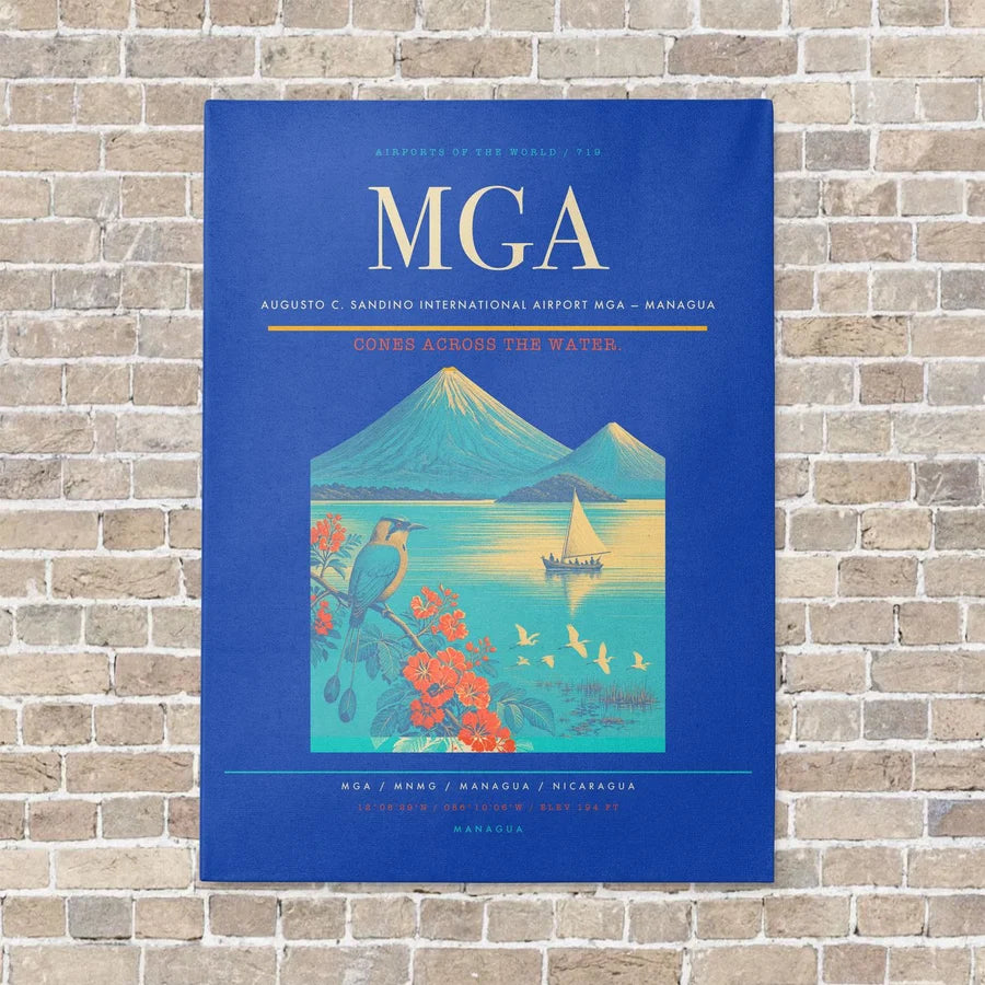 Augusto C. Sandino International Airport MGA — Managua vertical canvas print - no frame - blue background