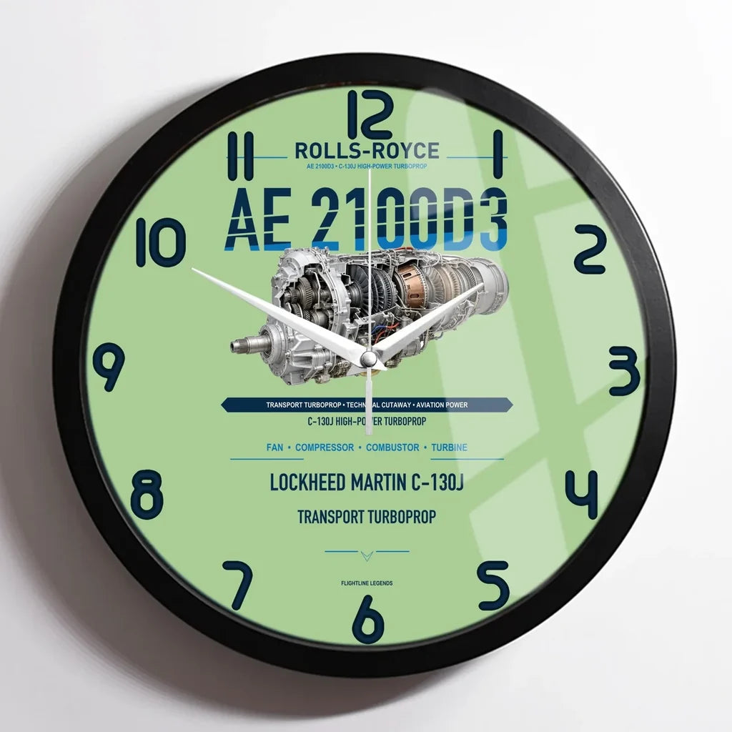 AE 2100D3 design on light green framed wall clock