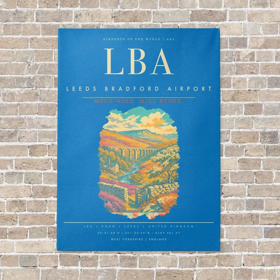 Leeds Bradford Airport LBA - Canvas Framed - Turquoise