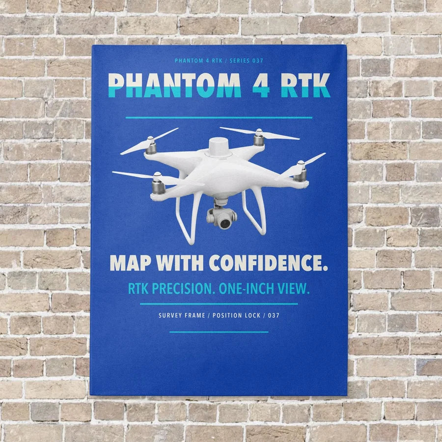 DJI Phantom 4 RTK vertical canvas print - no frame - blue background