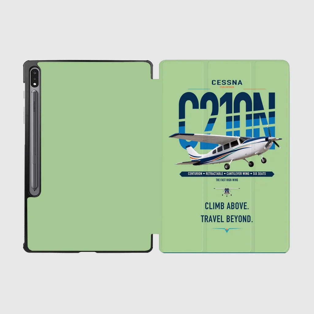 Cessna T210N Centurion design on light green samsung tablet tablet case