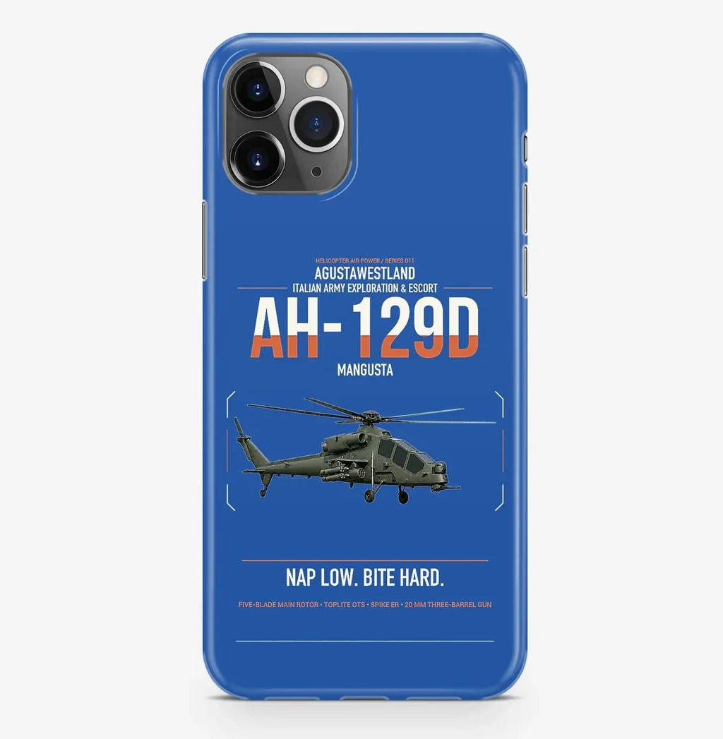 AgustaWestland AH-129D Mangusta design on blue magsafe iphone case, for iPhone Pro Max