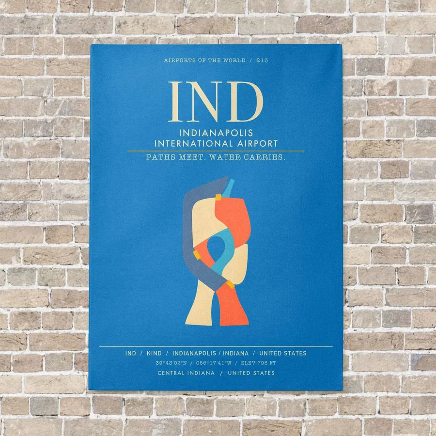 Indianapolis International Airport IND - Canvas Framed - Turquoise