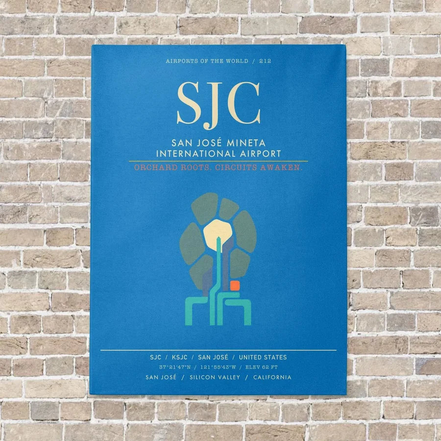 San Jose Mineta International Airport SJC - Canvas Framed - Turquoise