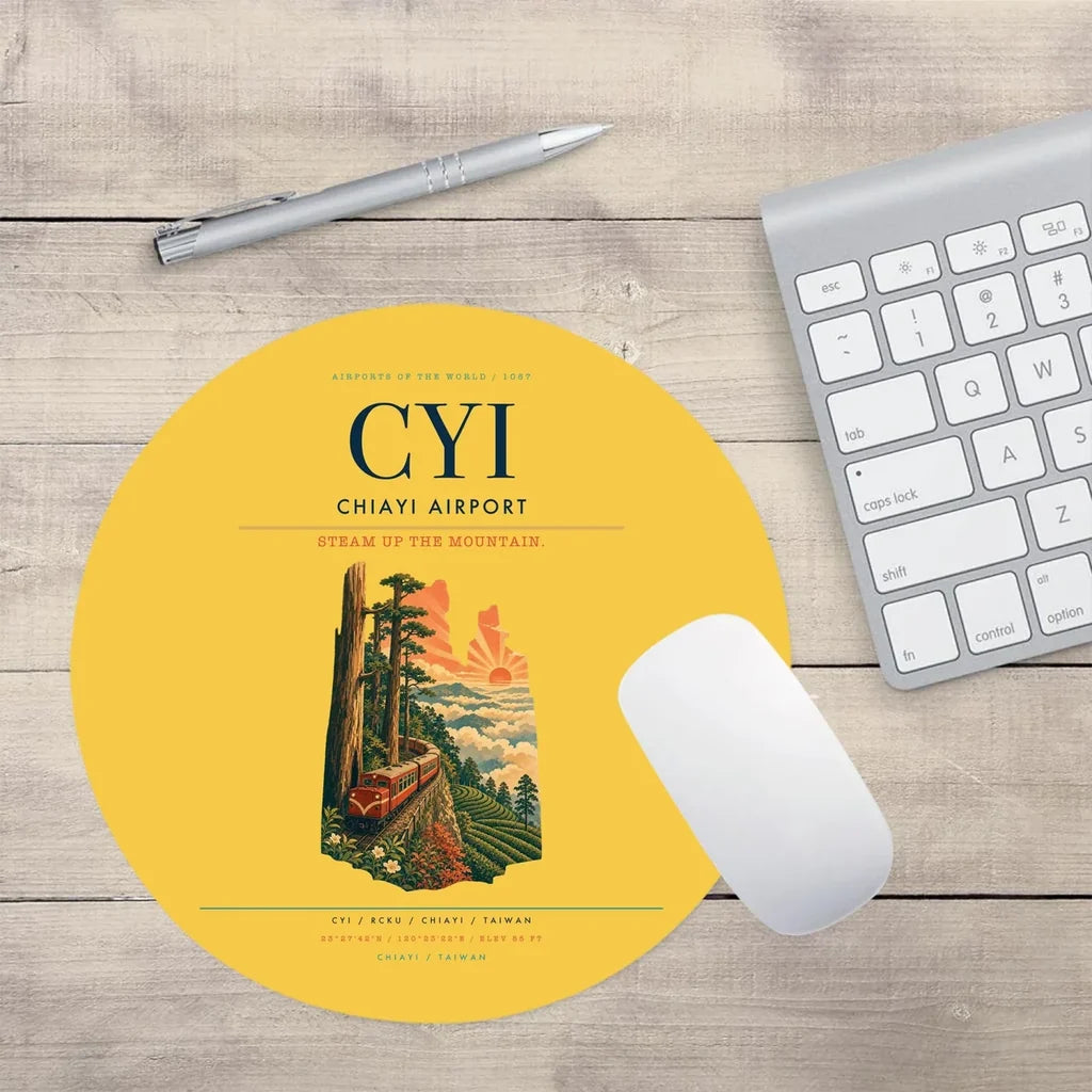 Chiayi Airport (CYI) design on yellow round mouse pad