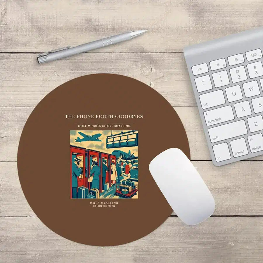 VINTAGE G4382 - The Phone Booth Goodbyes - Designed Mouse Pads design on brown round