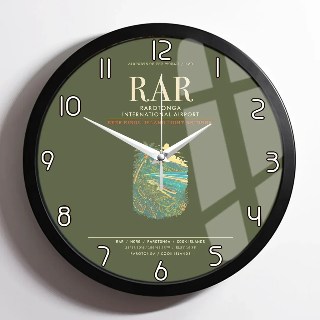Rarotonga International Airport RAR Wall-Clock Framed - Green Army