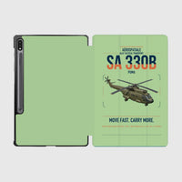Thumbnail for Aérospatiale SA 330B Puma design on light green samsung tablet tablet case