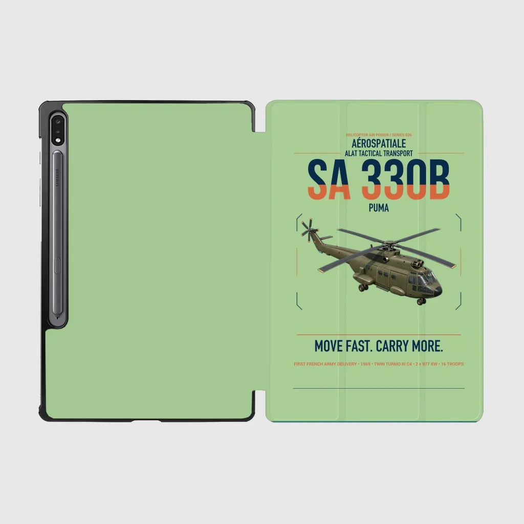 Aérospatiale SA 330B Puma design on light green samsung tablet tablet case