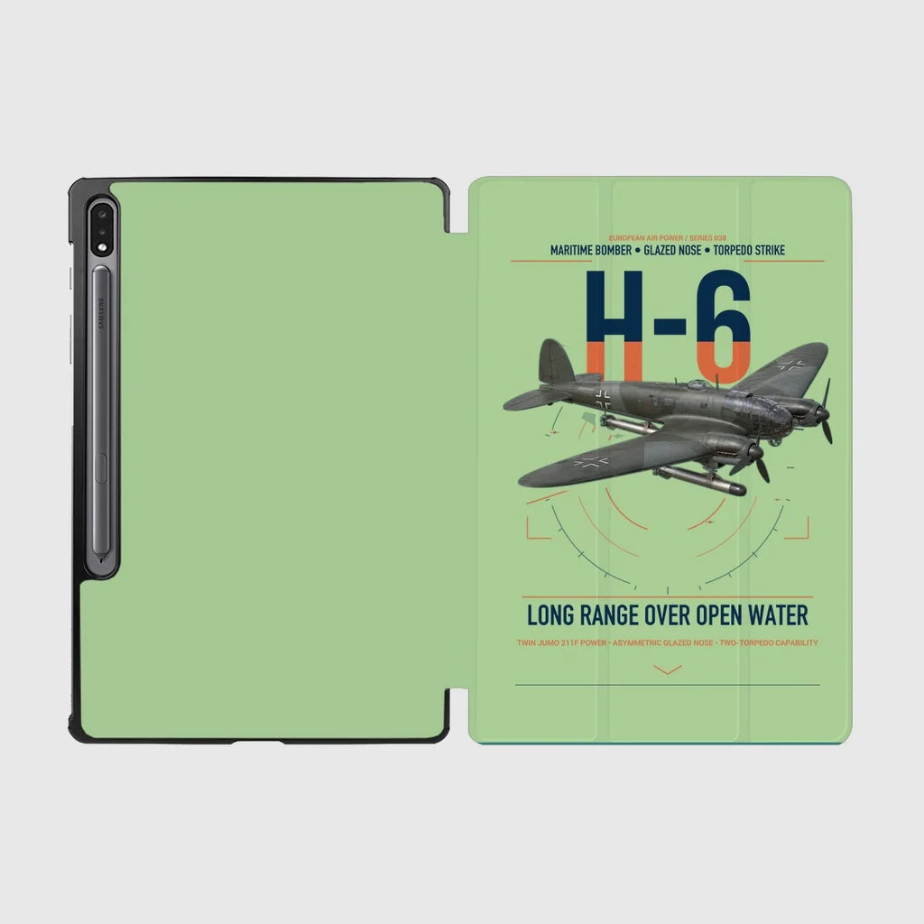 Heinkel He 111H-6 design on light green samsung tablet tablet case