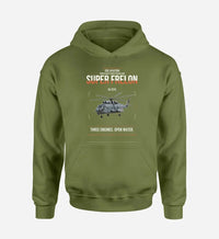 Thumbnail for Sud Aviation SA 321G Super Frelon design on green army double-side hoodie, single-side print