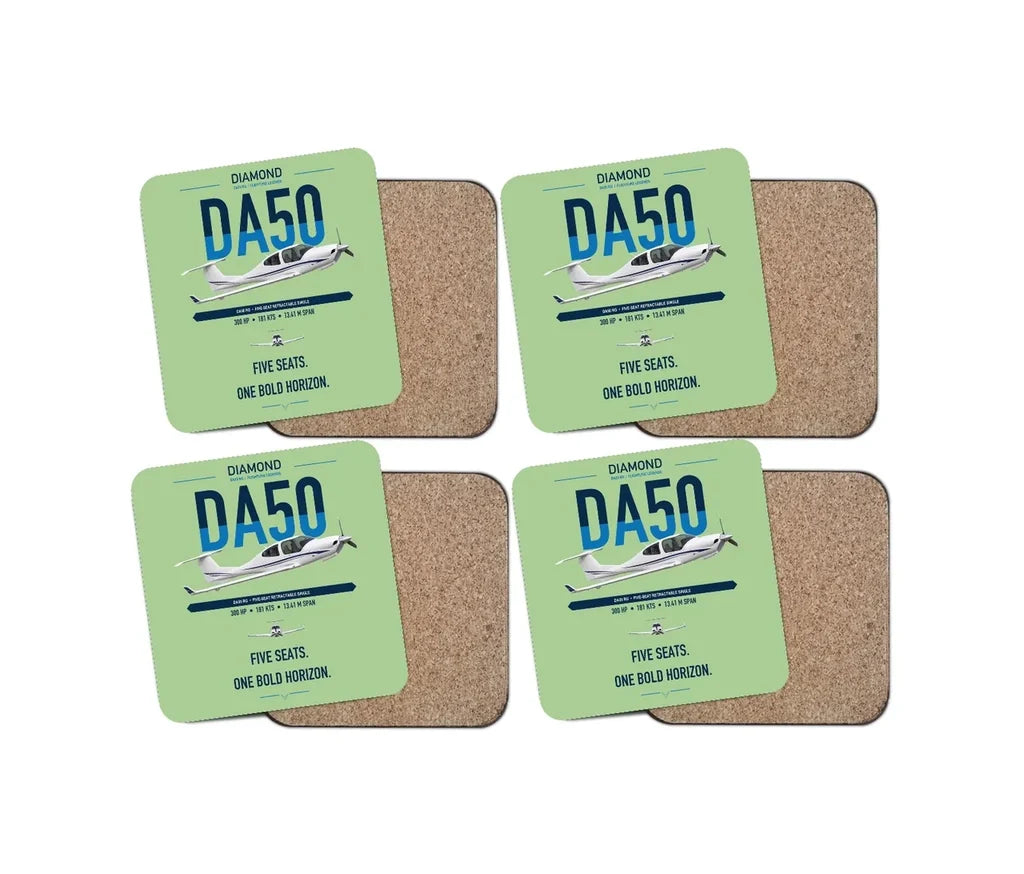 Diamond DA50 RG design on light green 4 pieces set coaster