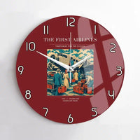 Thumbnail for VINTAGE G4048 - The First Airlines - Designed Wall Clocks design on darkred no-frame