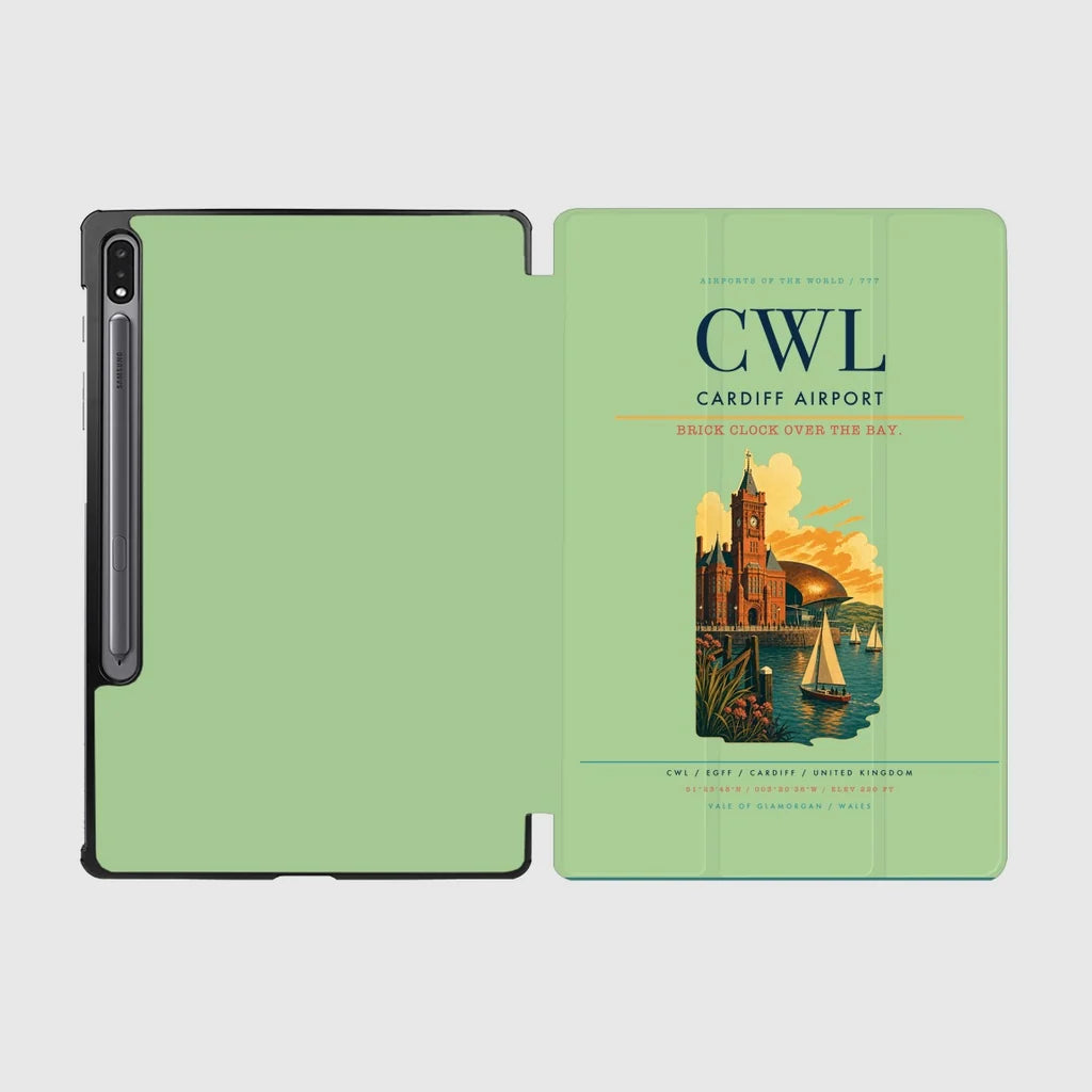 Cardiff Airport (CWL) design on light green samsung tablet tablet case