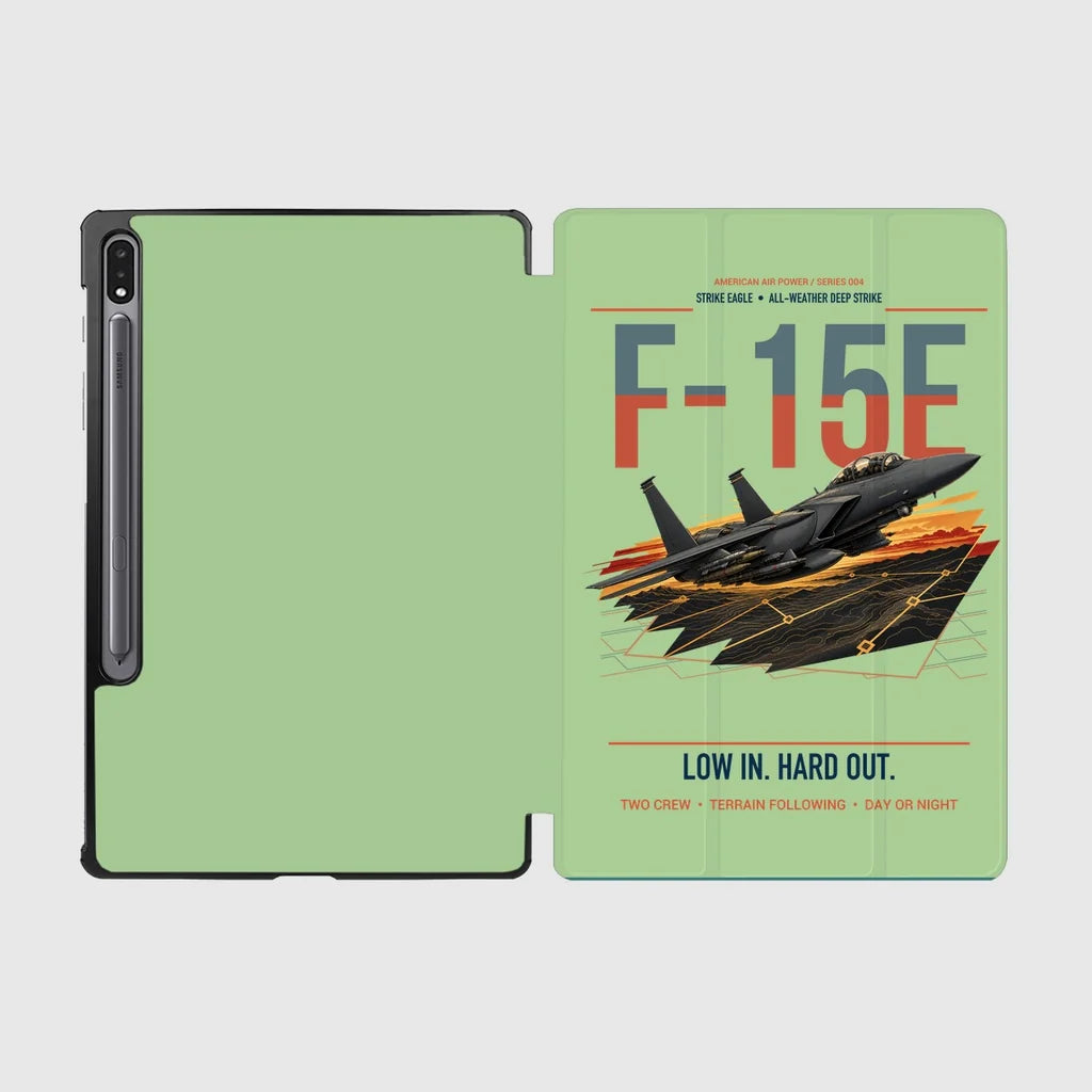 F-15E Strike Eagle design on light green samsung tablet tablet case