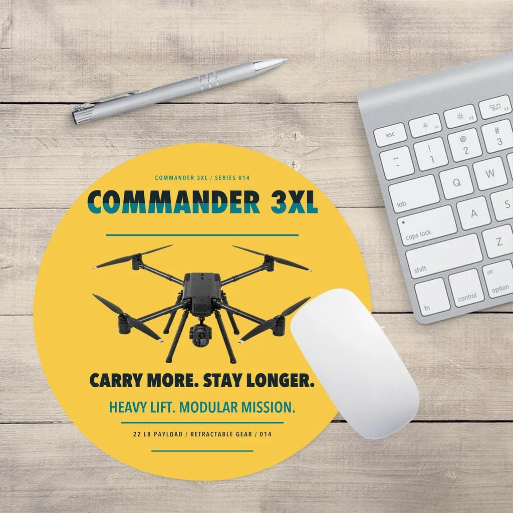Draganfly Commander 3XL design on yellow round mouse pad