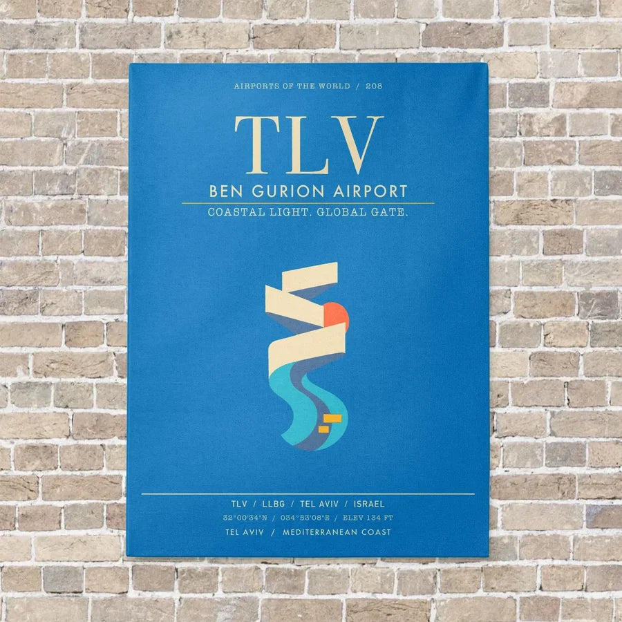 Tel Aviv Ben Gurion Airport TLV - Canvas Framed - Turquoise